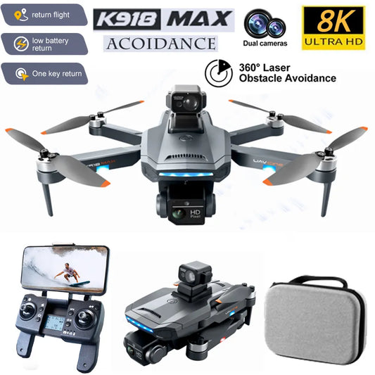K918 MAX GPS RC Drone 4K 8K HD Dual Camera With Obstacle Avoidance